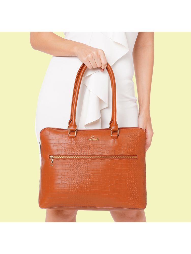 Lavie Women's Croc Module Laptop Bag (Tan) (M)-image-8