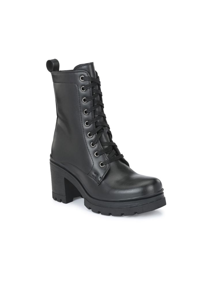 Delize Black Solid Women's Derby Boots-image-23