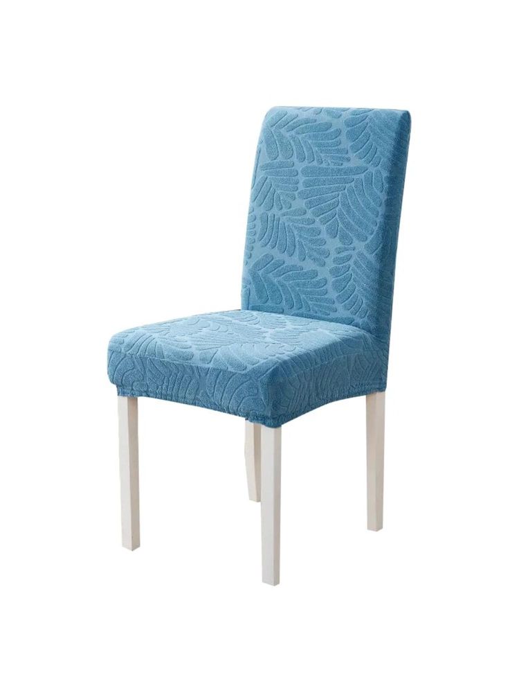 House of Quirk Stretch Removable Short Dining Chair Cover- Blue-image-5