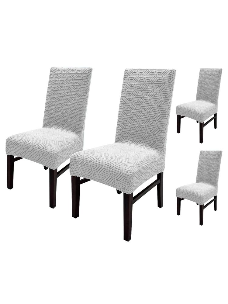 House of Quirk Stretch Removable Short Dining Chair Cover- Grey (Pack of 4)-picture-28