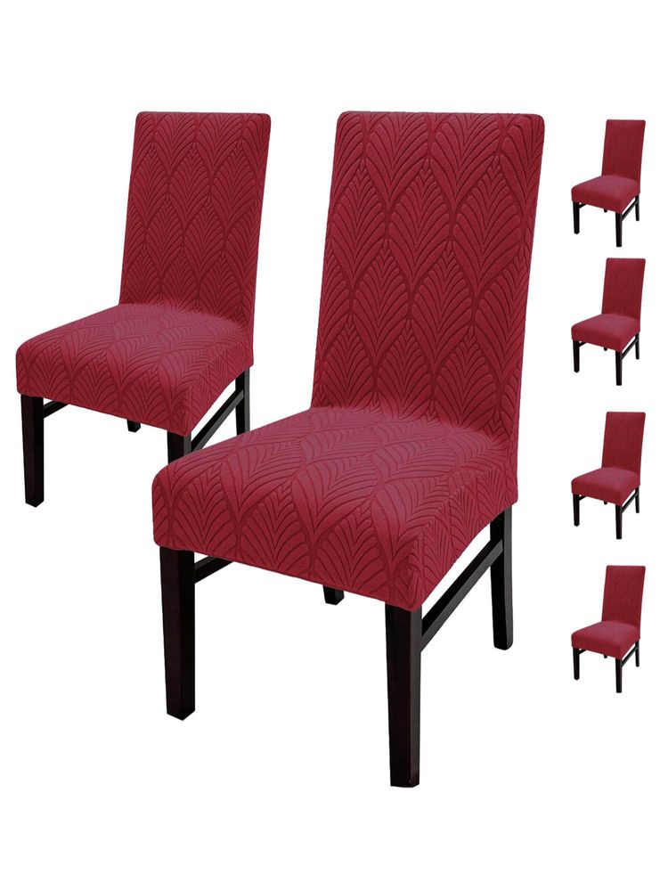 House of Quirk Stretch Removable Short Dining Chair Cover- Blue (Pack of 6)-image-6