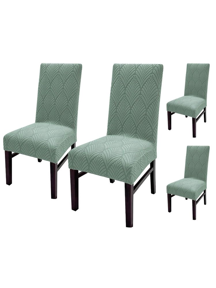 House of Quirk Stretch Removable Short Dining Chair Cover- Green (Pack of 4)-image-5