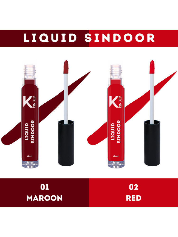 KINDED Maroon & Red Colour Liquid Sindoor Combo - Maroon & Red