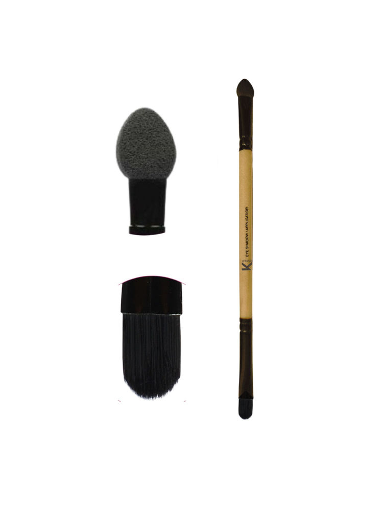 KINDED Professional Natural Wooden Handle 2 in 1 Eyeshadow Applicator Makeup Brush-image-5