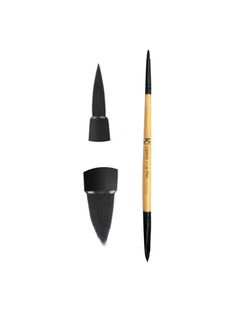 KINDED Professional Natural Wooden Handle 2 in 1 Lip Liner & Lip Filler Makeup Brush