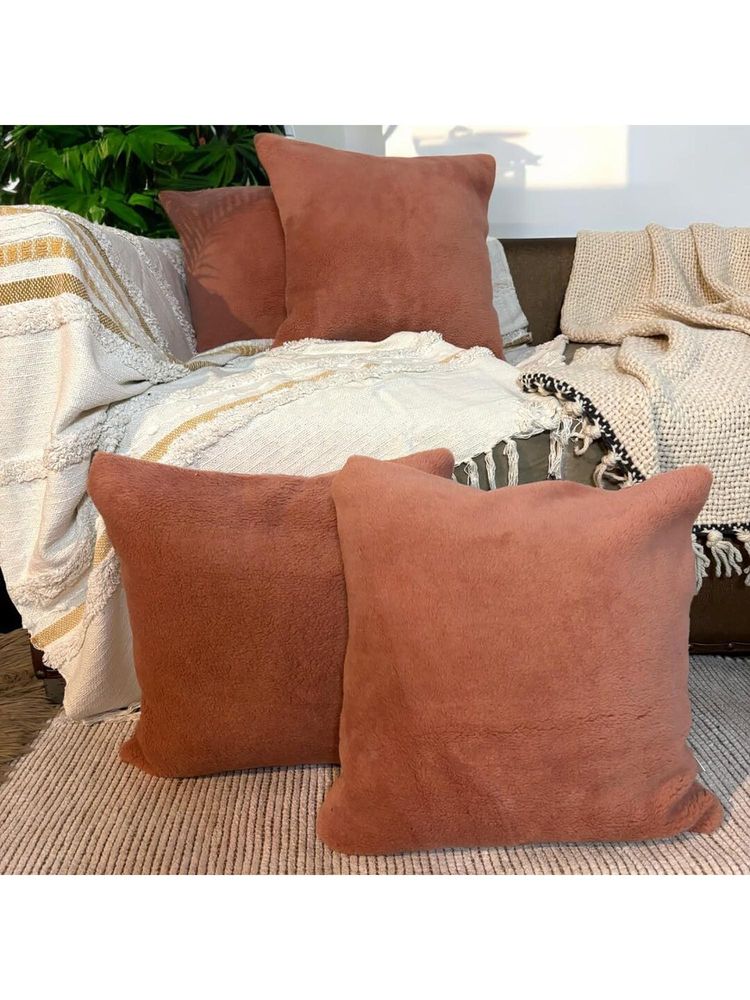 LUSHLYF Rustic Ember Plush Tufted Cushion Cover Terracotta Decorative (Pack of 4)-image-24