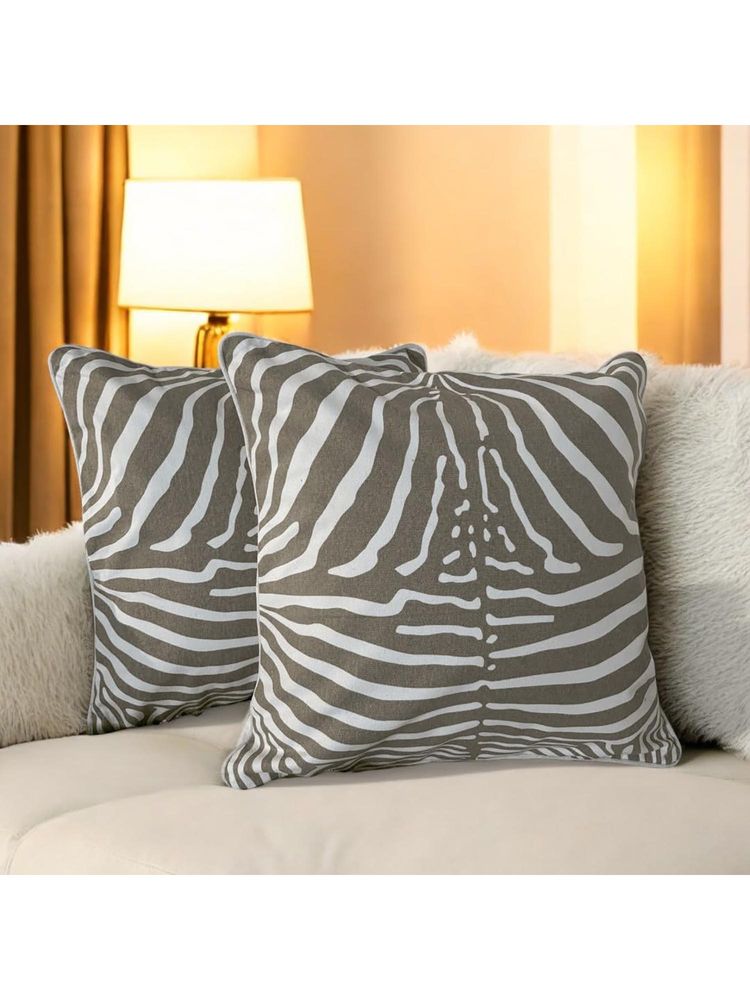 LUSHLYF Zebra Stripes Tufted Cushion Cover Handcrafted Tufted Design (Pack of 2)-image-6