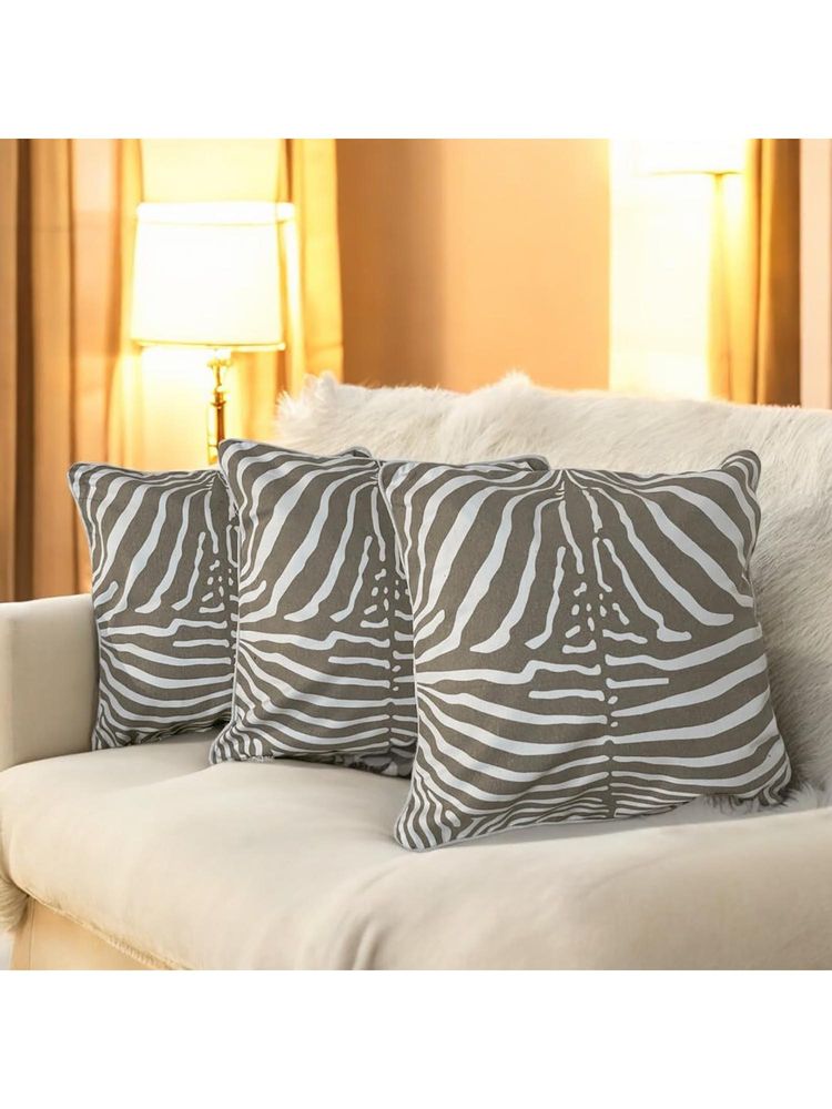 LUSHLYF Zebra Stripes Tufted Cushion Cover Handcrafted Tufted Design (Pack of 3)-image-1