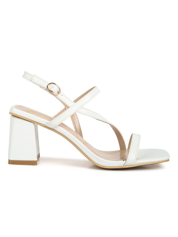 London Rag Off White Croc Textured Block Heel Sandals-picture-24