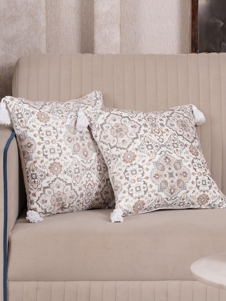 HOME 360 Grey Polycotton Floral Cushion Cover (Pack of 2)-image-43