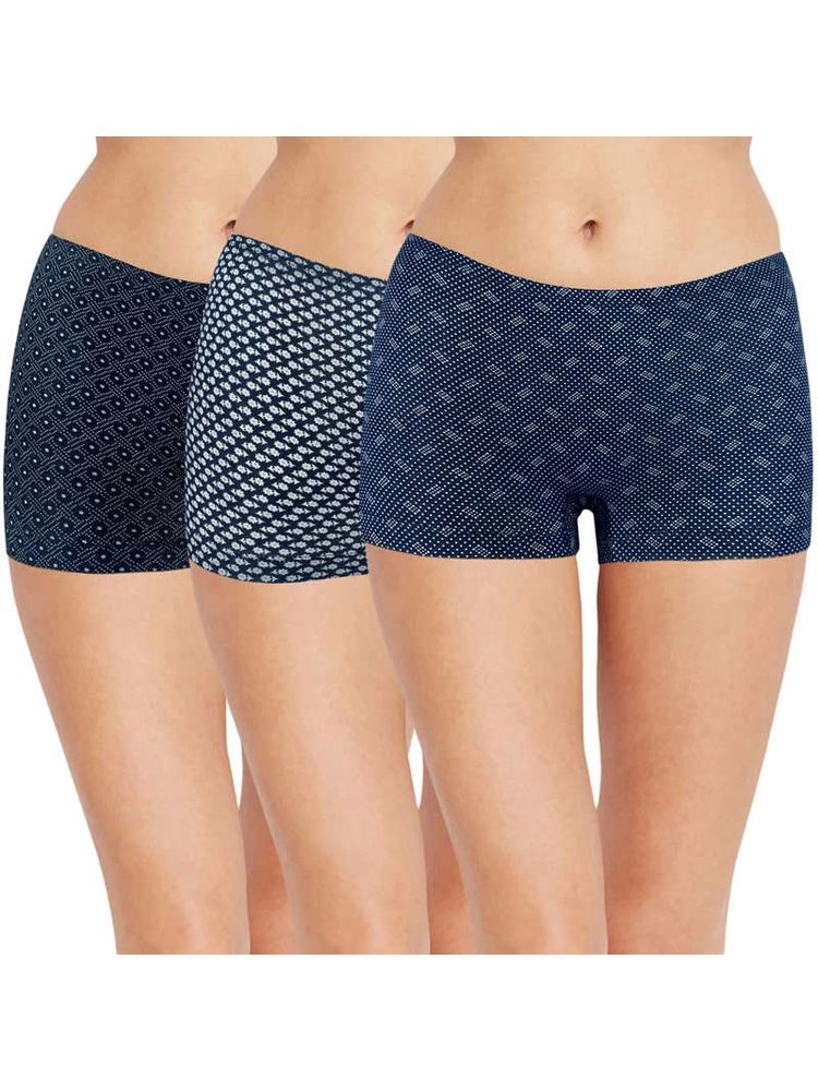 Bodycare Women's Printed Cotton Boy Shorts in Pack of 3 - Multi-color-picture-14