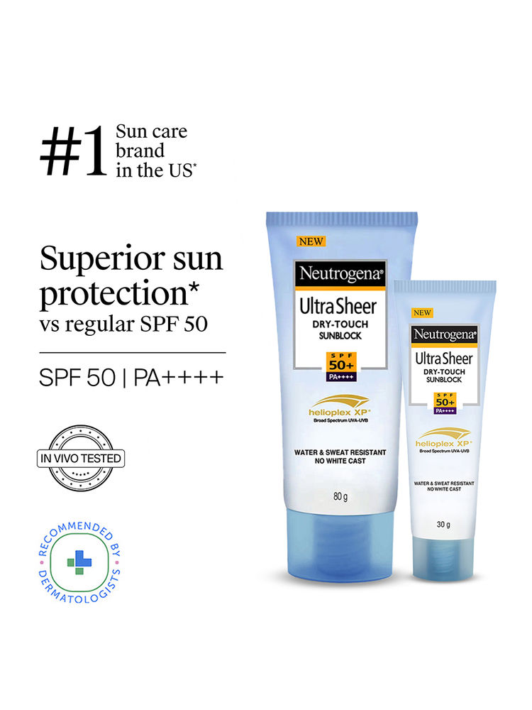 Neutrogena Ultrasheer SPF50+ PA+++ Ultra Light Face Sunscreen For Dry & Oily Skin Home+Travel Combo