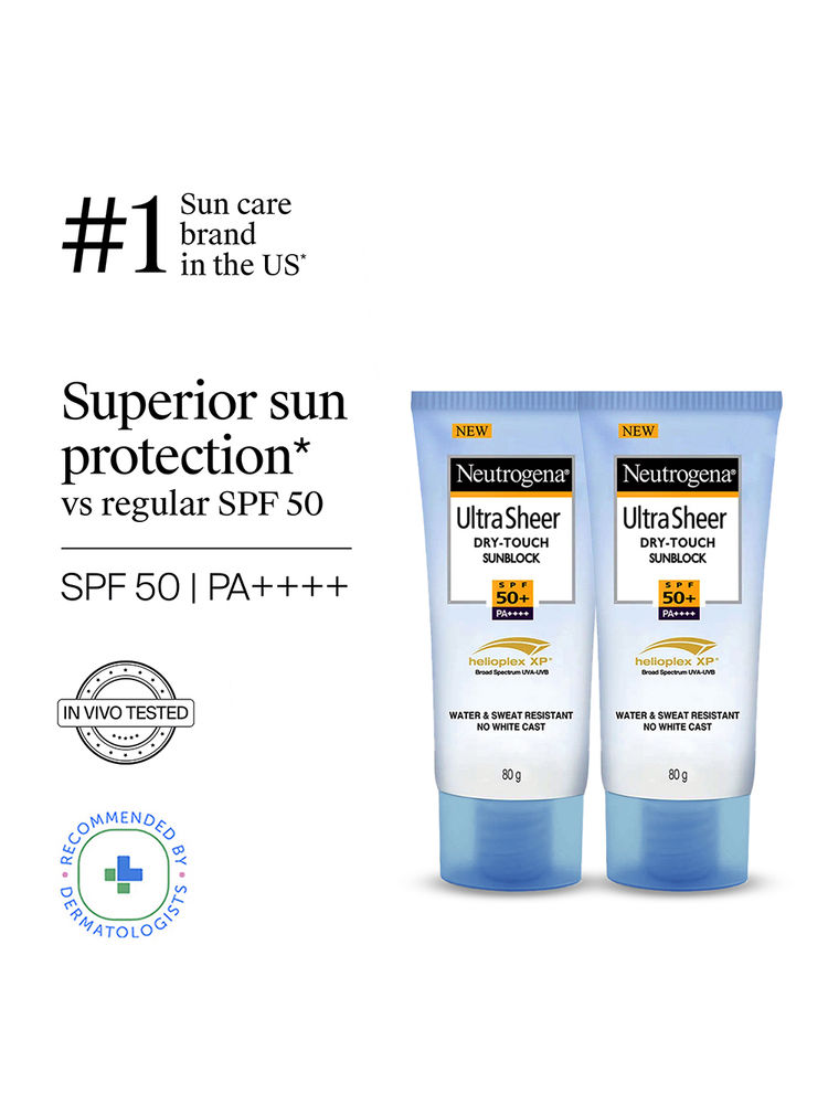 Neutrogena Ultrasheer SPF50+ PA+++ Ultra Light Face Sunscreen For Dry & Oily Skin Super Value Pack