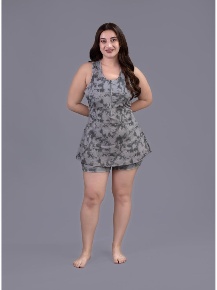 Keepfit Grey Printed Sleeveless Top and Shorts-picture-9
