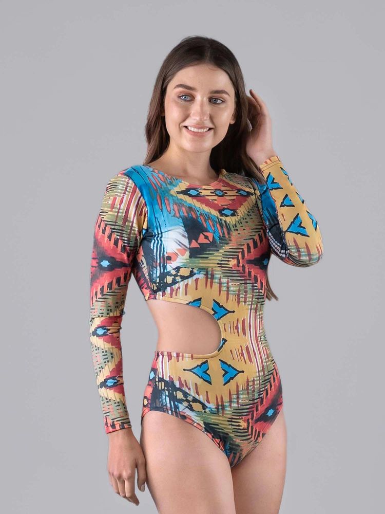 Keepfit Multi-Color Printed Full Sleeves Swimsuit-image-8