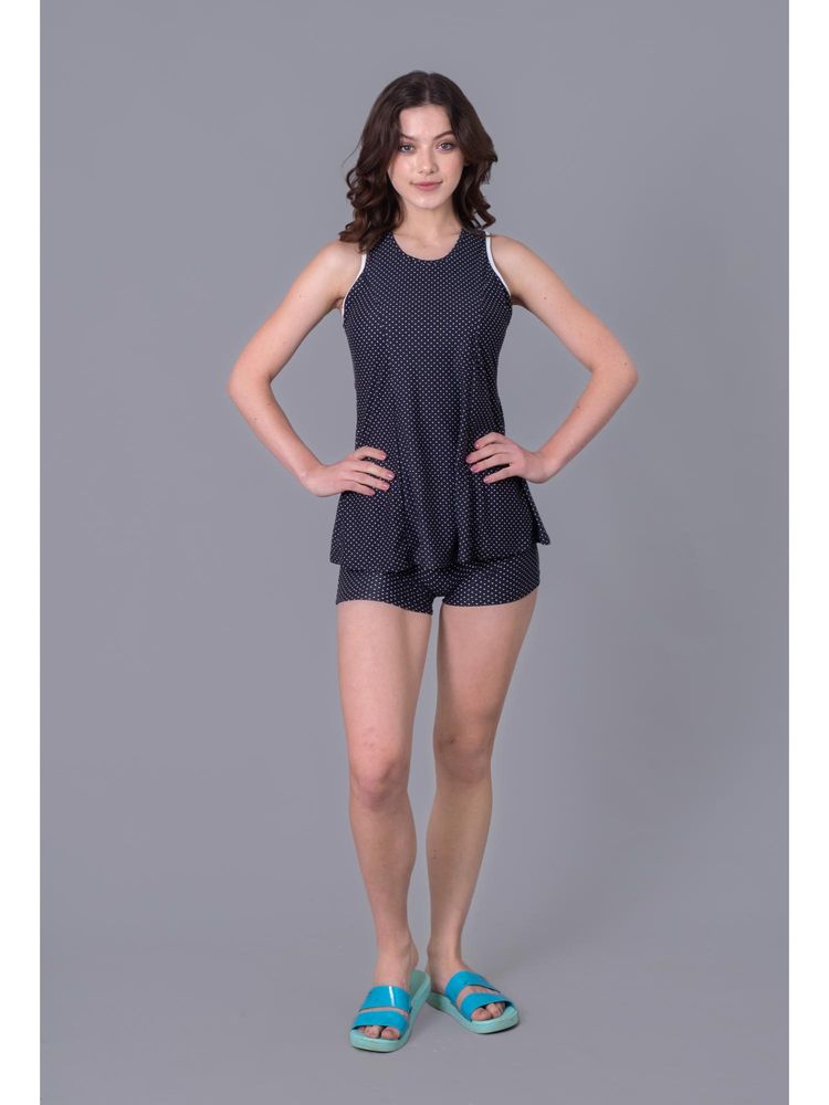 Keepfit Black Printed Sleeveless Top And Shorts-picture-18