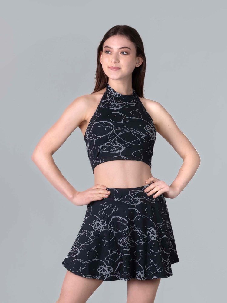 Keepfit Black Abstract Sleeveless Top And Skirt-picture-25