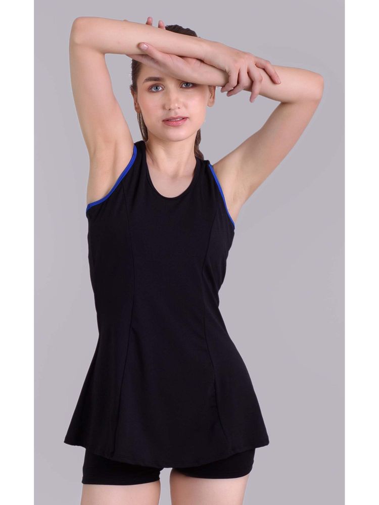 Keepfit Black Solid/Plain Sleeveless Top And Shorts-picture-21