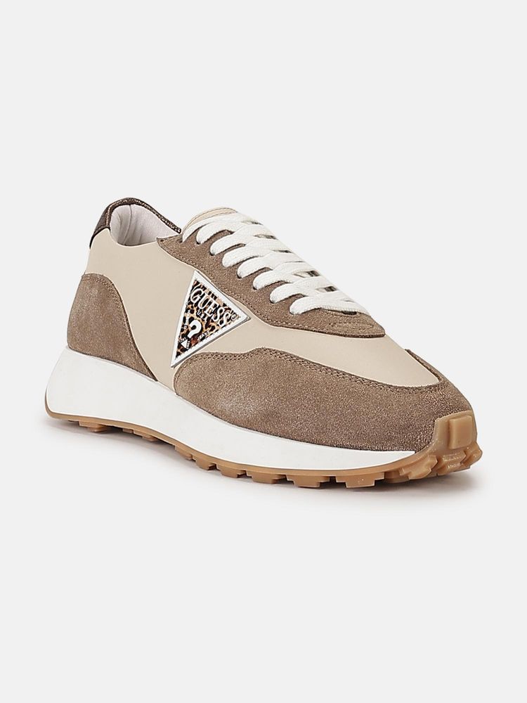 guess fashion Guess Women Beige Colorblock Lace-Ups Round Toe Sneakers-picture-11