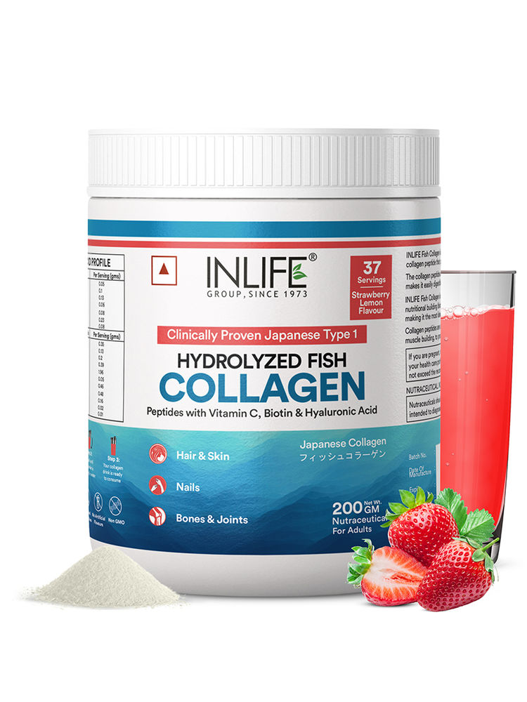 Inlife Japanese Fish Collagen Powder for Skin & Hair Collagen Supplements (Strawberry Lemon)-picture-13