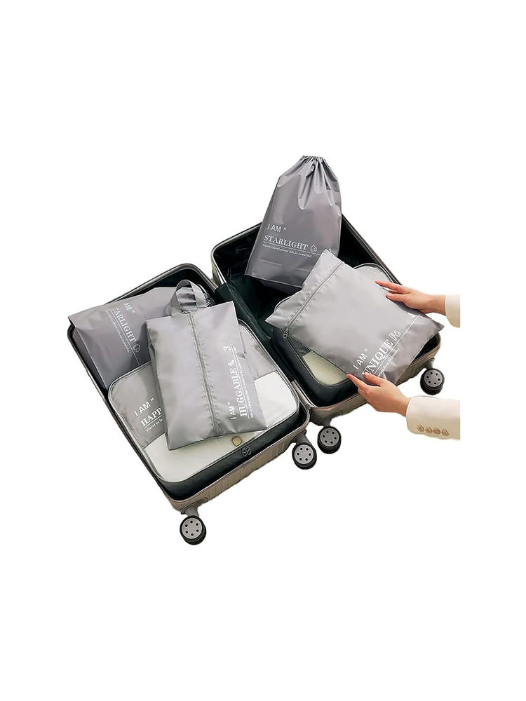 House of Quirk Grey Packing Cubes Travel Luggage Bag (Set Of 6)-picture-27