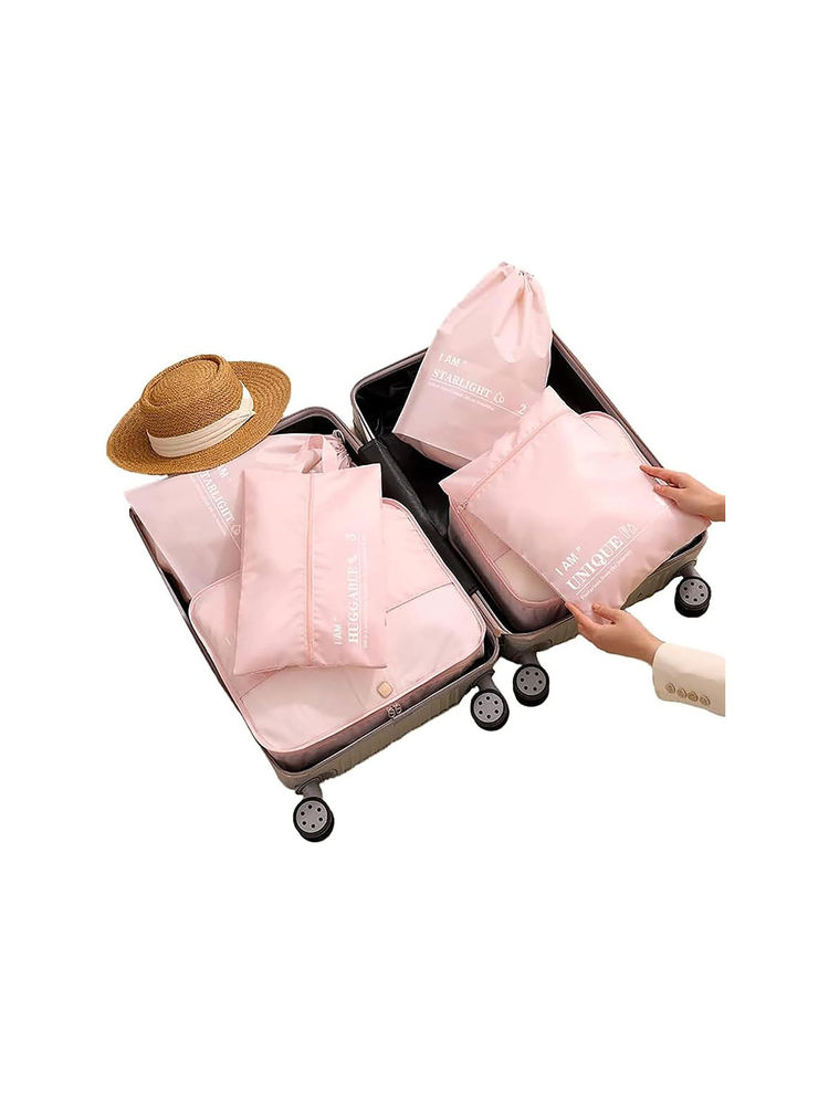 House of Quirk Pink Packing Cubes Travel Luggage Bag (Set Of 6)-picture-26
