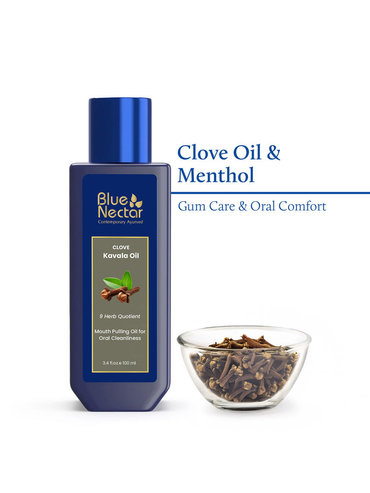 Blue Nectar Clove Oil Pulling, Ayurvedic Mouthwash with Coconut Oil for Fresh Breath - 9 Herbs-image-11