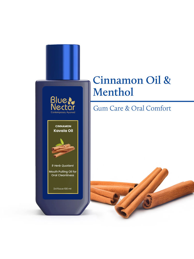 Blue Nectar Cinnamon Mouth Pulling Oil, Ayurvedic Mouthwash for Fresh Breath & Oral Care - 9 Herbs-picture-20