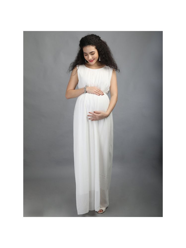 The Mom Store Pure White Maternity Dress-picture-16