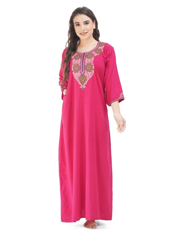 KOI SLEEPWEAR Pink Embroidered A-Line Night Dress-picture-22