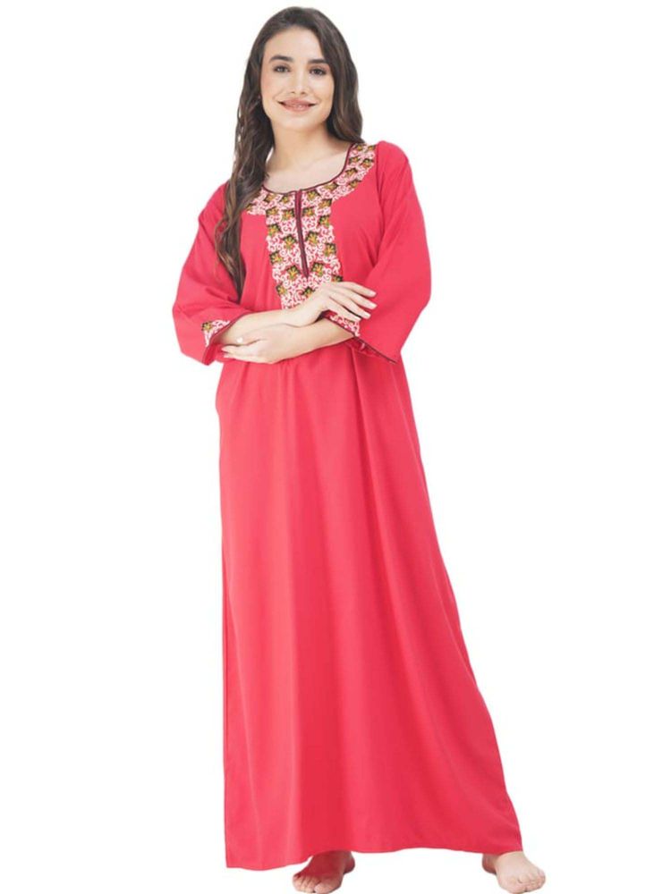 KOI SLEEPWEAR Pink Embroidered A-Line Night Dress-picture-17