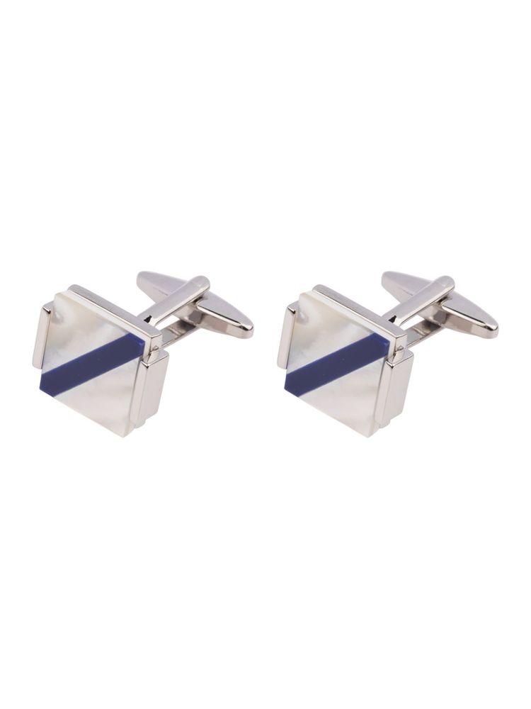 The Tie Hub Crystal White Mother Of Pearl Square Cufflinks-picture-18