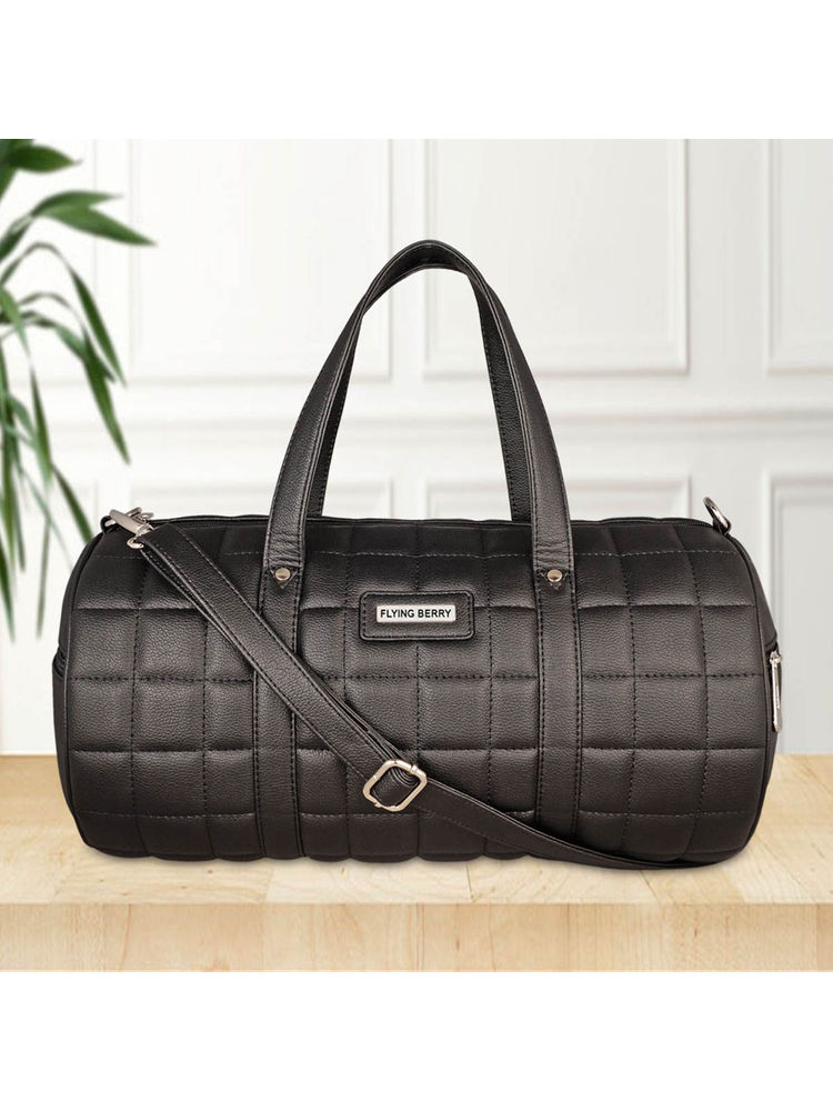 FLYING BERRY Unisex Black Checks Duffle Bag-picture-17