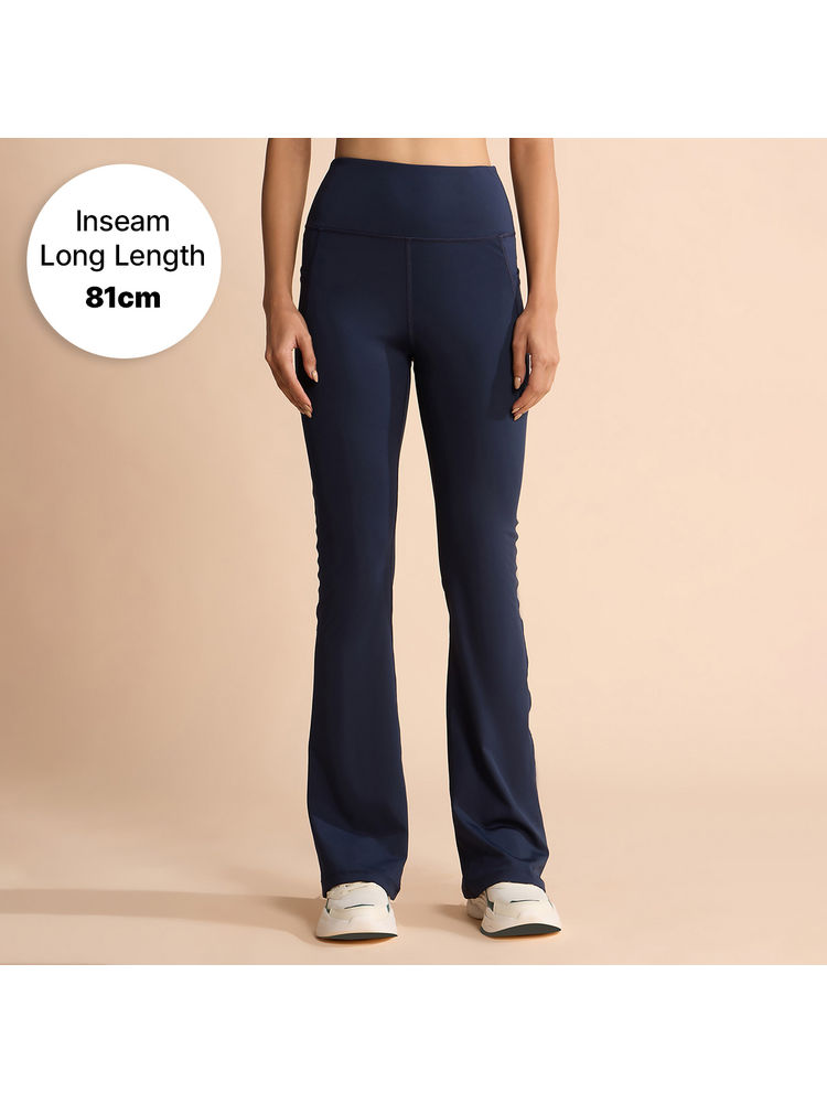 Kica Women Stretchable Long Length Flared Pants Navy Blue-picture-13
