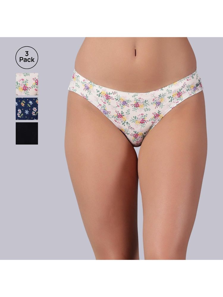 Tailor and Circus Womens Pack of 3 Low Rise Mid Coverage Micro Modal Fabric Bikinis-image-11