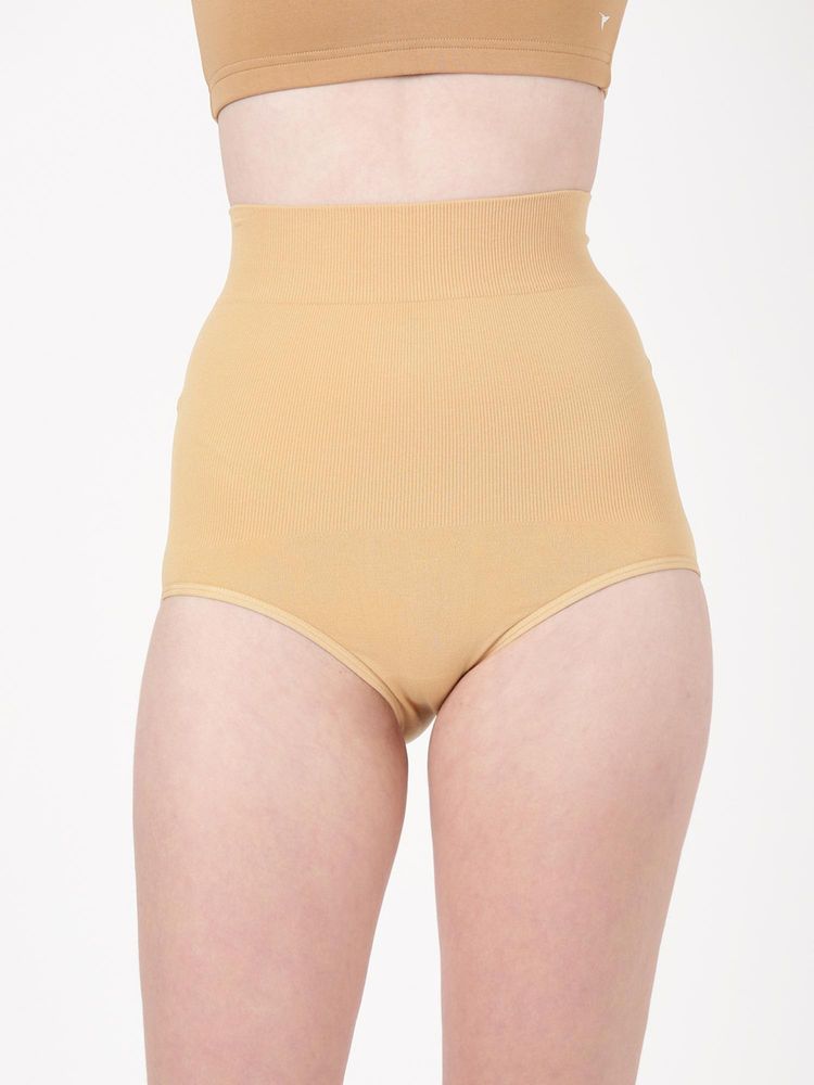 BLOSSOM Womens Beige Seamless Soft Cotton High Waist Panty Belly Shaper-image-3