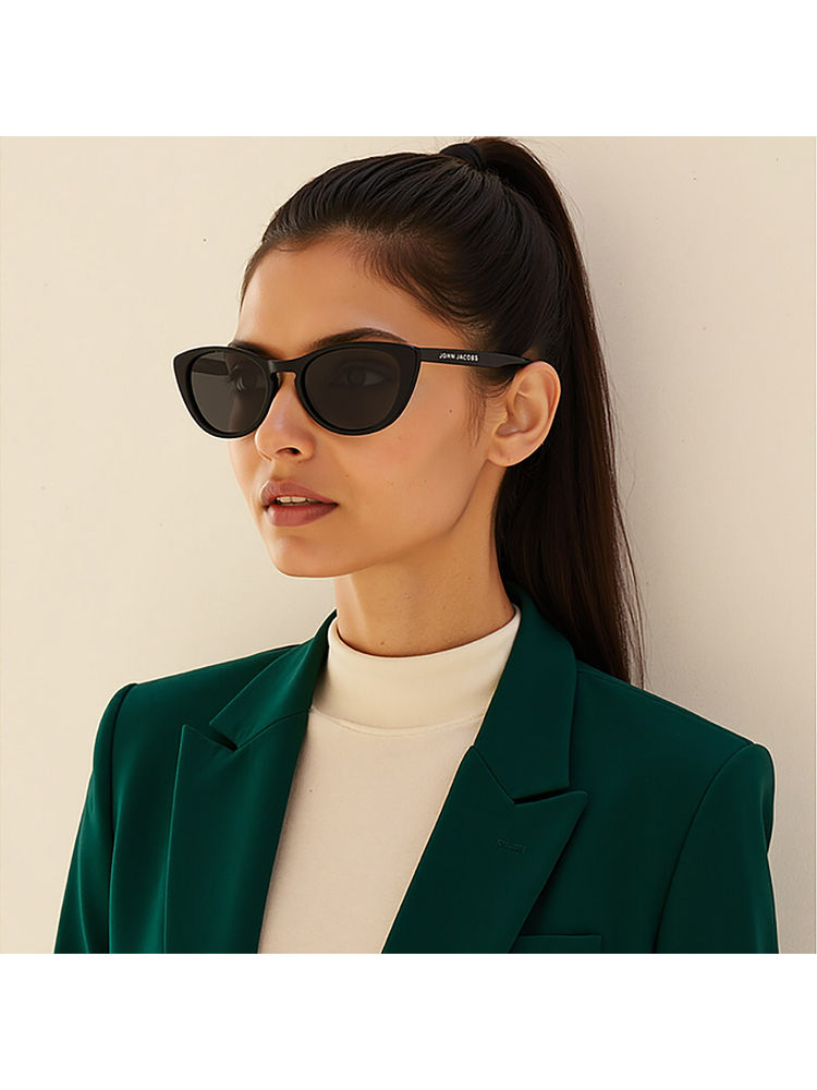 John Jacobs Women Full Polarised Uv Protected Stylish & Premium Cat Eye Grey Lens Sunglasses-image-48