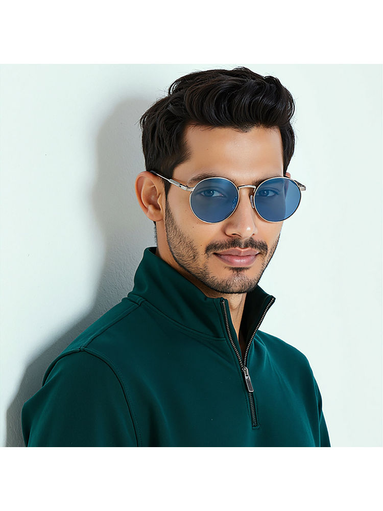 John Jacobs Unisex Full Polarised Uv Protected Stylish & Premium Round Blue Lens Sunglasses-image-29