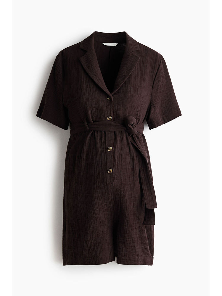 H&M Women Brown MAMA Cotton Muslin Playsuit-picture-27