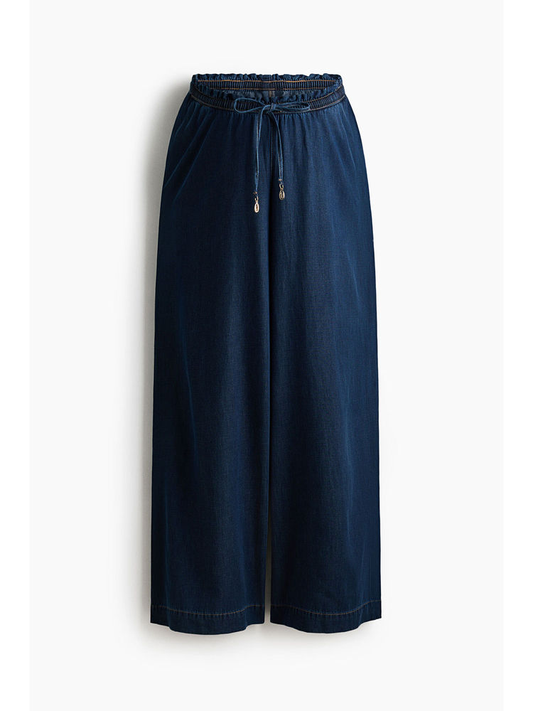 H&M Women Blue MAMA Wide Paper Bag Trousers-picture-20