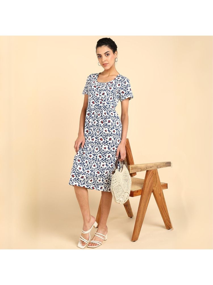 Zelena Pregnancy and Postpartum Maternity Feeding Zipless Dress In Cotton-image-12