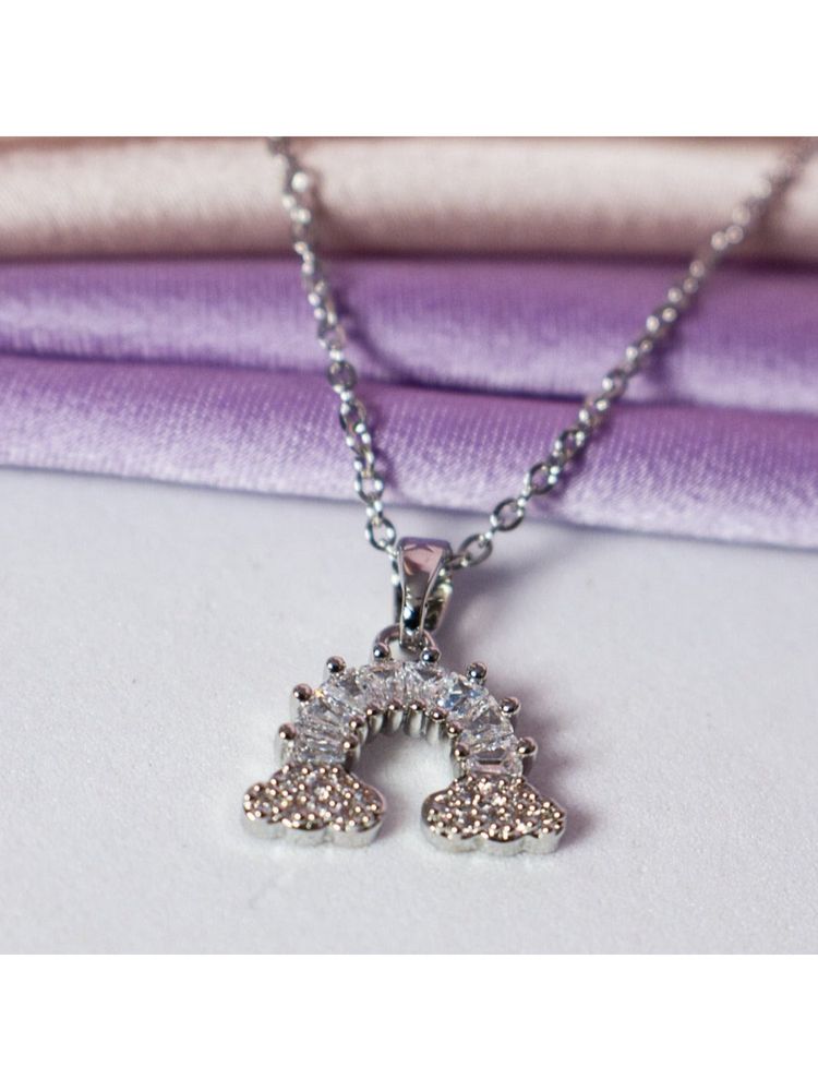Salty Women Luminous Rainbow Arch Design Silver Plated Necklace-image-40