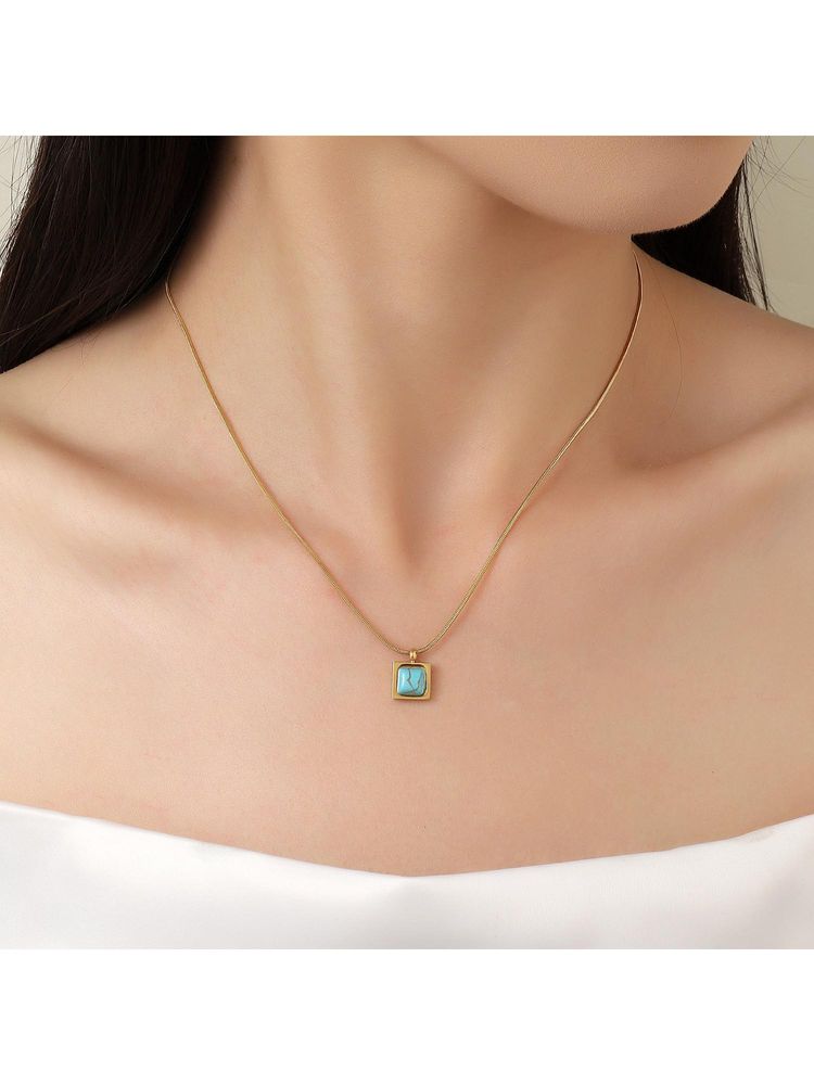 Salty Women Turquoise Sapphire Square Necklace-picture-21
