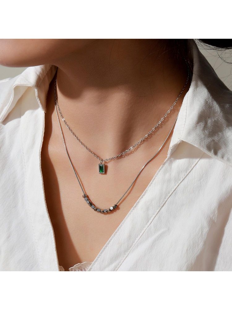 Salty Women Emerald Green Vine Silver Plated Necklace-picture-13