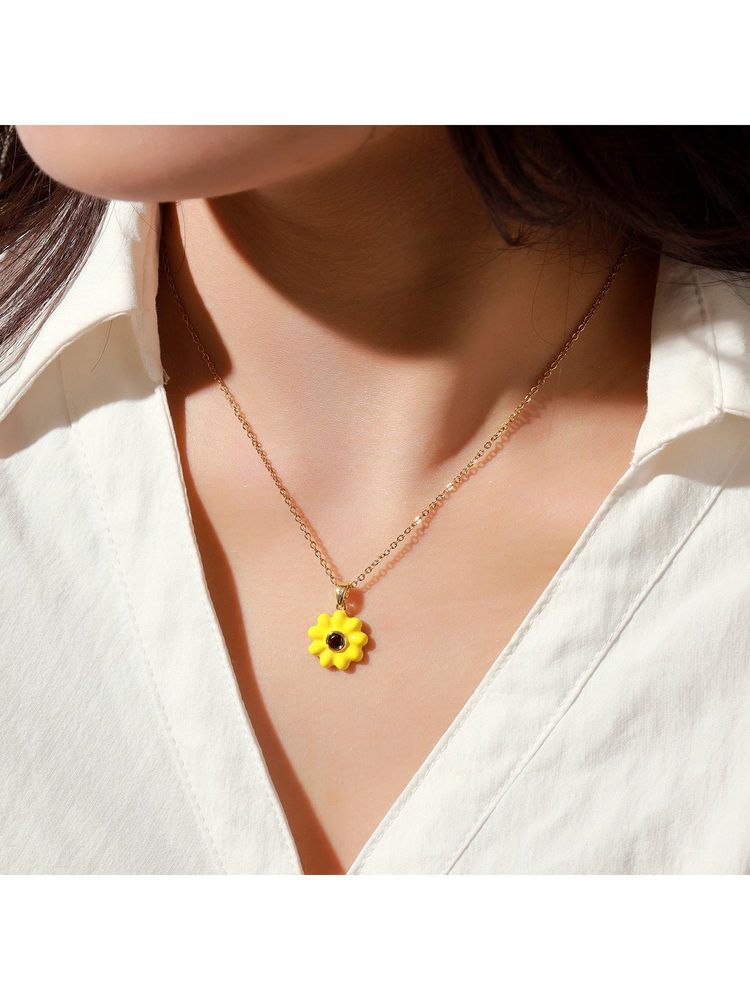 Salty Women Yellow Daisy Necklace-picture-25