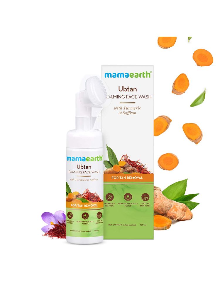 Mamaearth Ubtan Foaming Face Wash With Brush With Turmeric & Saffron For Tan Removal-image-45