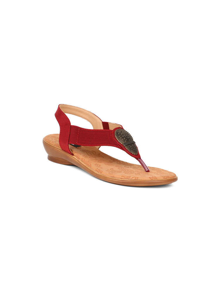 Bata Solid Maroon Flats-picture-27
