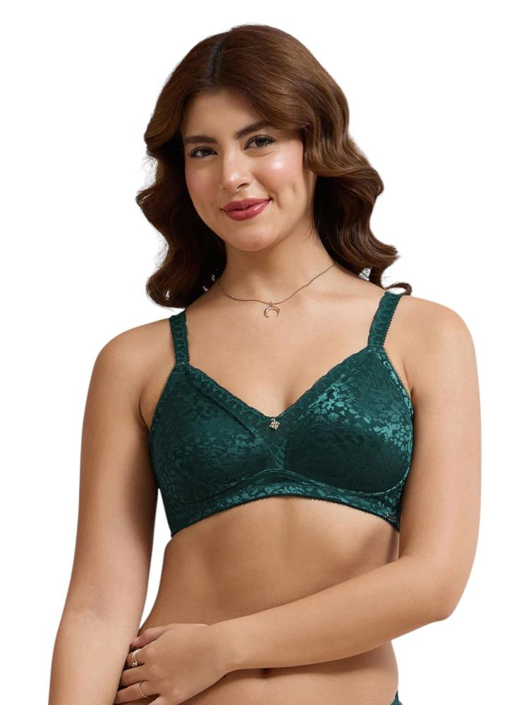 Amante Green Self Design Wireless Bra-image-49