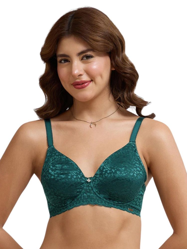Amante Green Self Design Underwired Bra-picture-11