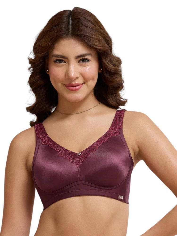 Amante Burgundy Solid Wireless Bra-image-3